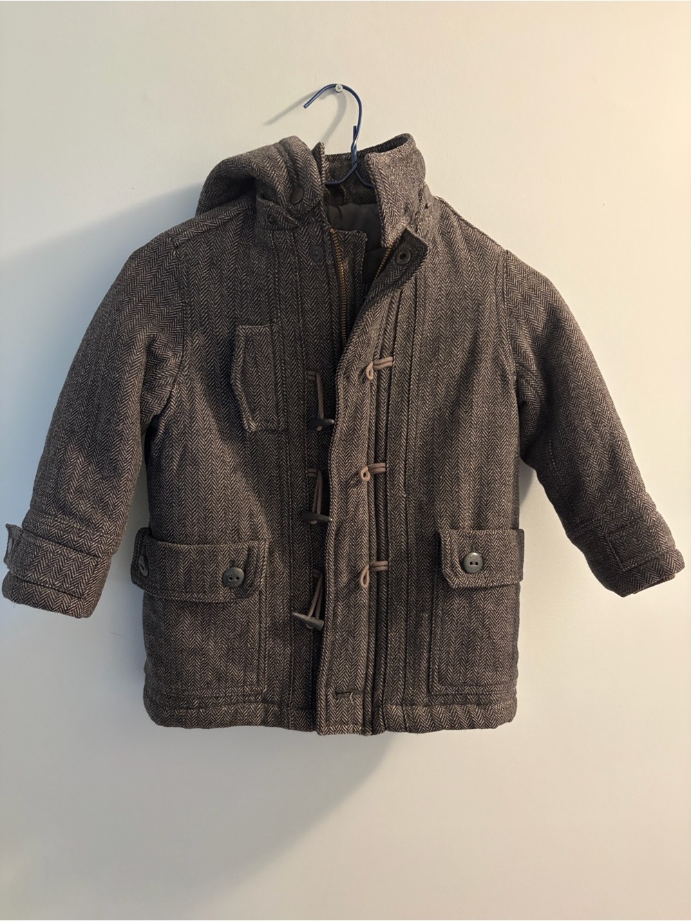 Mexx Grey Tweed Quilted Kids Coat with Embroidered Logo